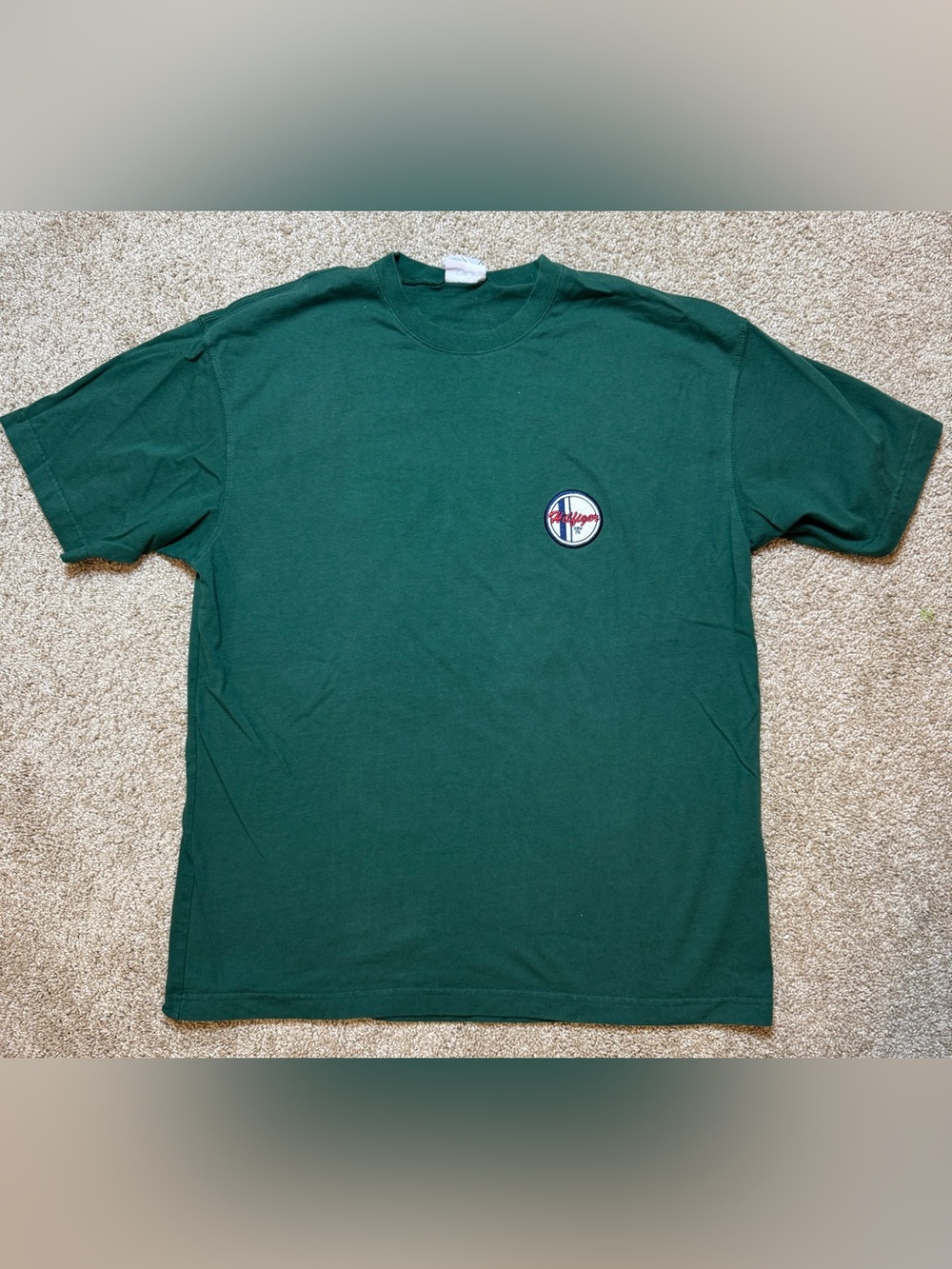 90s Tommy Hilfiger Surf Co T-Shirt Large Forest Green Crest Crest Logo Tee